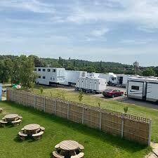 Film crew unit base at Centenary Field